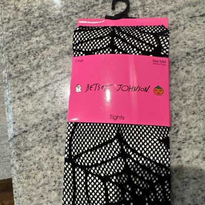 NEW Betsey Johnson Black Web Tights Women Spider Web Fishnet Size S/m